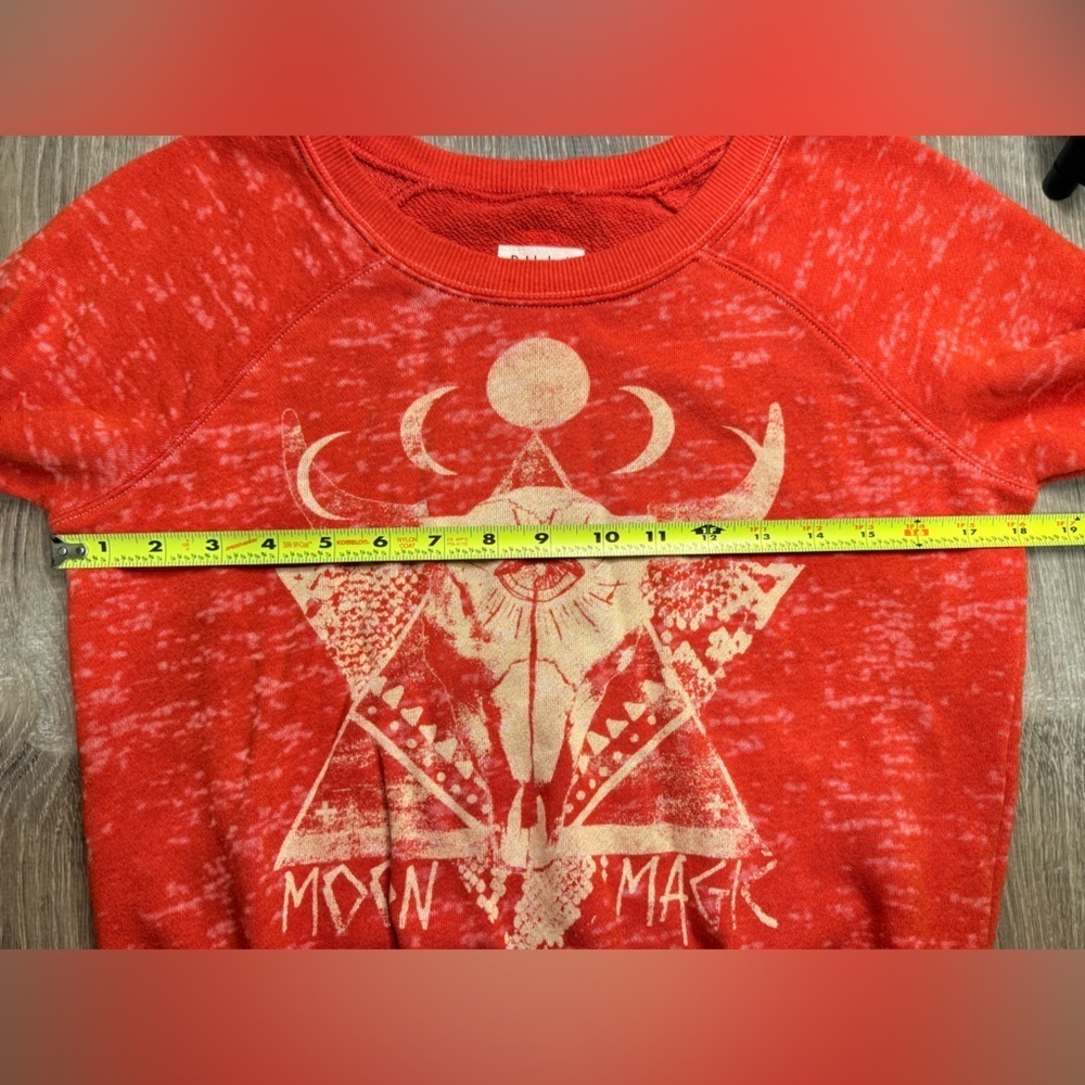 Billabong Orange Moon Magic Cow Skull Sweatshirt Small - Picture 6 of 7
